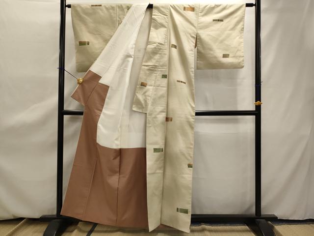 平和屋着物■上質な紬 幾何学色紙文 正絹 逸品 AAAZ0877ru