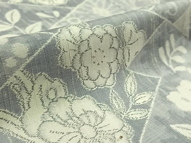 平和屋着物▽上質な紬 単衣 花唐草文 正絹 逸品 AAAZ0963jh