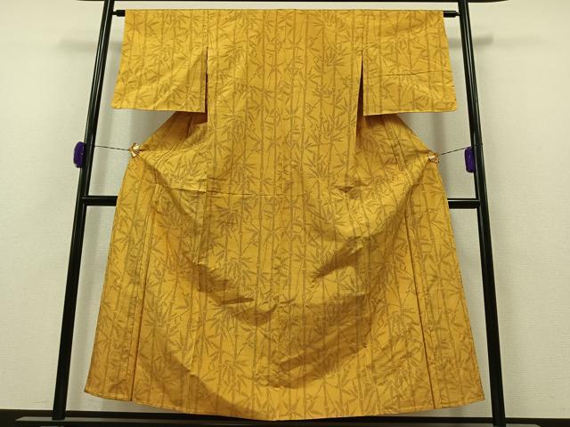 平和屋着物▽上質な紬 単衣 笹竹文 正絹 逸品 未使用 AAAZ0965jh
