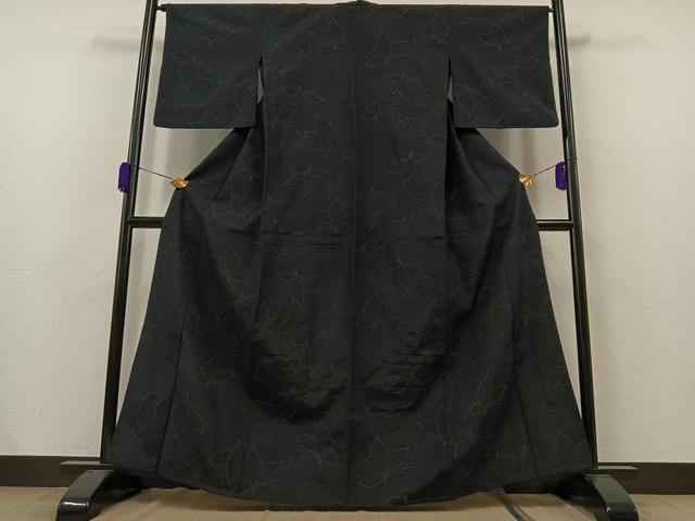 平和屋着物▽上質な紬 単衣 舞蝶文 正絹 逸品 AAAZ0971jh