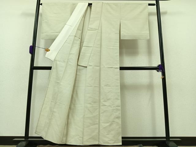 平和屋着物▽上質な紬 単衣 色無地 白緑色 正絹 逸品 AAAZ0974jh