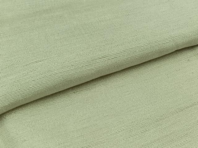 平和屋着物▽上質な紬 単衣 色無地 白緑色 正絹 逸品 AAAZ0974jh