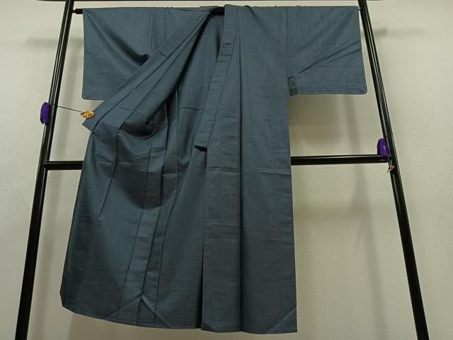 平和屋着物▽男性 紬 単衣 アンサンブル 幾何学文様 正絹 逸品 未使用 AAAZ0985jh