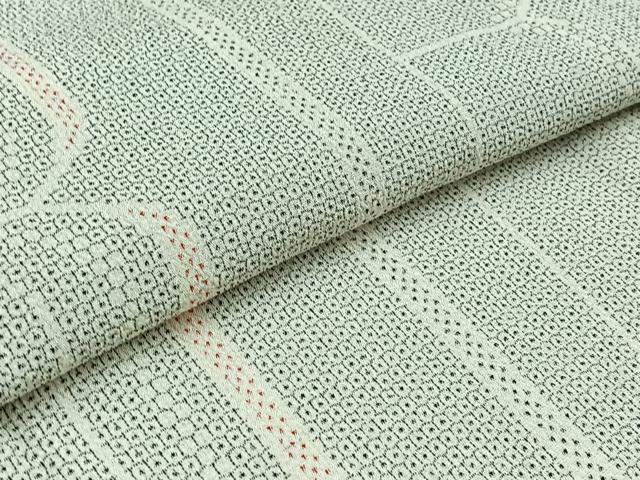 平和屋着物▽本塩沢 単衣 110亀甲 幾何学文様 正絹 逸品 AAAZ0990jh
