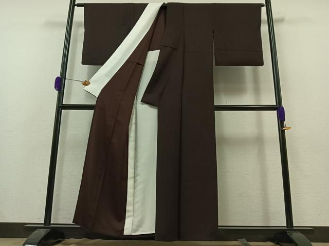 平和屋着物▽上質な小紋 単衣 縞 黒地 正絹 逸品 AAAZ0998jh