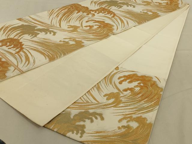 平和屋着物◎六通柄袋帯 立波文 金糸 正絹 逸品 AAAZ1126ou