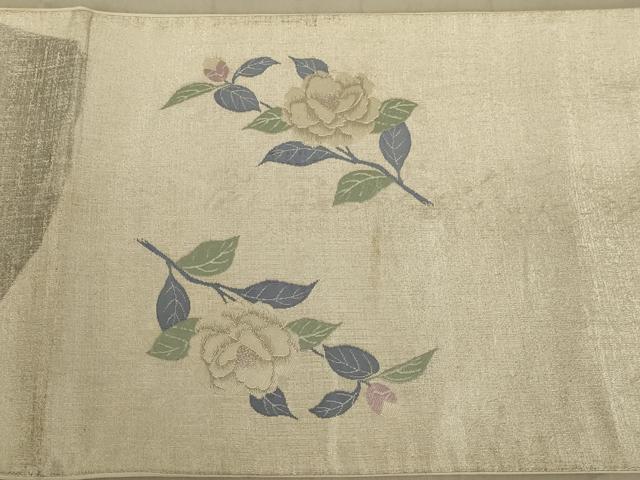 平和屋着物◎太鼓柄袋帯 唐織 草花文 銀糸 正絹 逸品 AAAZ1128ou