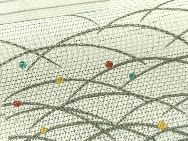 平和屋着物*夏物 小紋 絽 市松露芝文 洗える着物 AAAZ1335fy