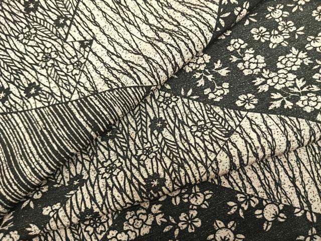平和屋着物▽上質な小紋 単衣 切嵌草花文 正絹 逸品 AAAZ1389fy