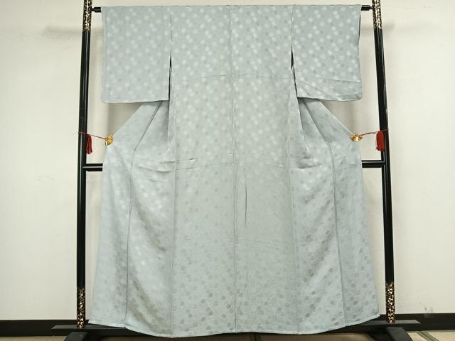 平和屋着物▽上質な色無地 単衣 亀甲文様 薄雲鼠色 正絹 逸品 AAAZ1417fy