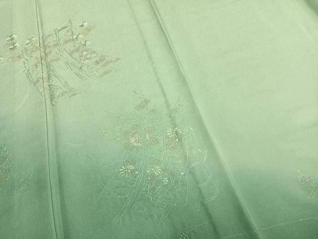 平和屋着物▽訪問着 単衣 中国三大刺繍 汕頭刺繍 スワトウ刺繍 几帳花文 正絹 逸品 AAAZ1427fy