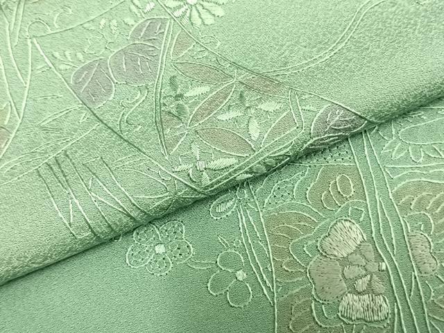 平和屋着物▽訪問着 単衣 中国三大刺繍 汕頭刺繍 スワトウ刺繍 几帳花文 正絹 逸品 AAAZ1427fy