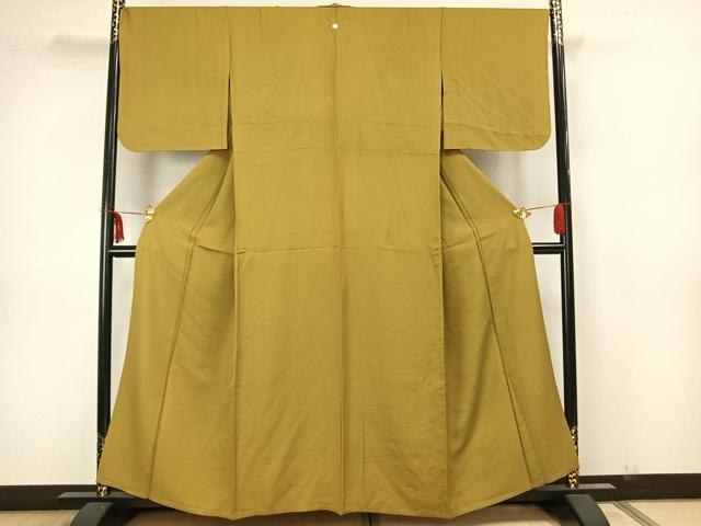 平和屋着物▽上質な色無地 単衣 芥子色 正絹 逸品 AAAZ1429fy
