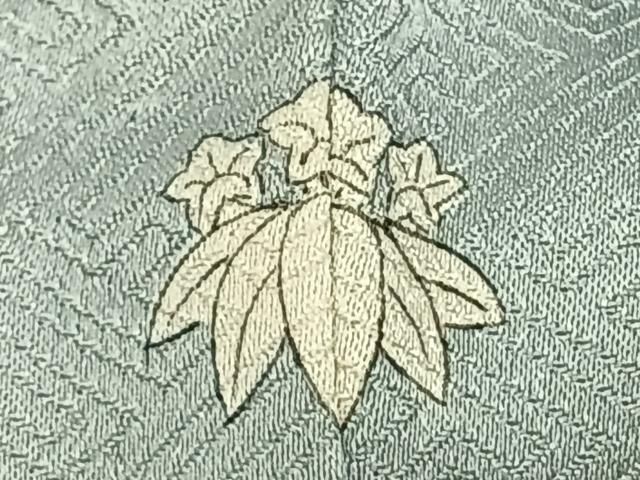平和屋着物▽上質な色無地 単衣 草花地紋 藍白色 正絹 逸品 AAAZ1430fy