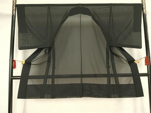 平和屋着物▽男性 長羽織 スリーシーズン 春夏秋 塵除け 黒地 正絹 逸品 AAAZ1437fy