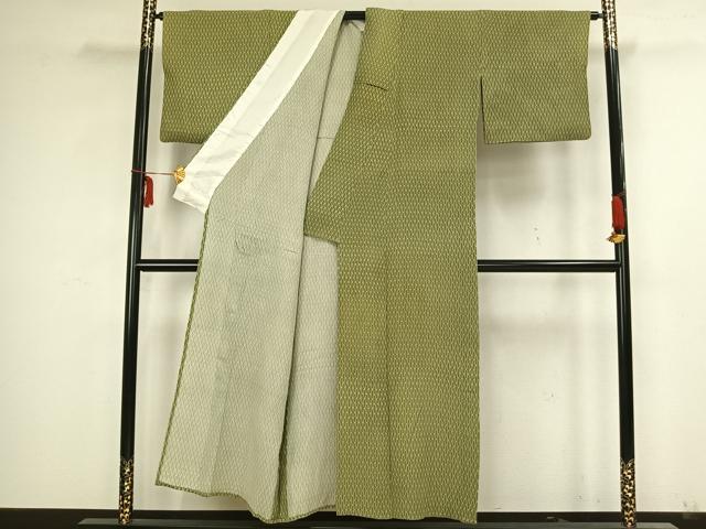 平和屋着物▽上質な小紋 単衣 幾何学文 正絹 逸品 AAAZ1442fy