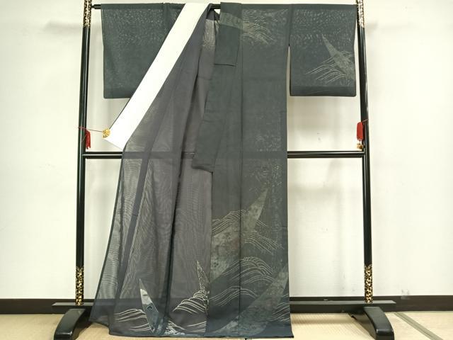 平和屋着物▽訪問着 無双 紗袷 紗×紗 草花文 金彩 ロング丈 正絹 逸品 AAAZ1446fy