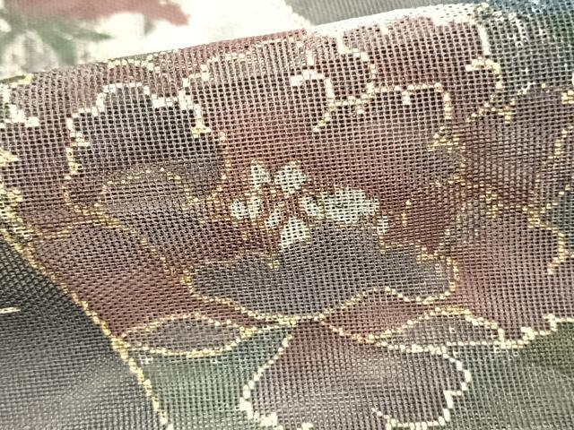 平和屋着物▽訪問着 無双 紗袷 紗×紗 草花文 金彩 ロング丈 正絹 逸品 AAAZ1446fy