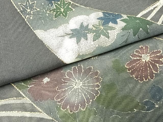平和屋着物▽訪問着 無双 紗袷 紗×紗 草花文 金彩 ロング丈 正絹 逸品 AAAZ1446fy