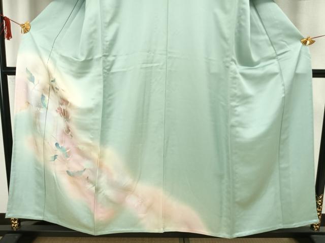 平和屋着物▽訪問着 単衣 草花文 暈し染め 金彩 正絹 逸品 未使用 AAAZ1447fy