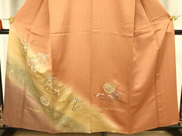 平和屋着物▽訪問着 単衣 中国三大刺繍 汕頭刺繍 スワトウ刺繍 雪輪花文 暈し染め 金銀彩 正絹 逸品 AAAZ1452fy