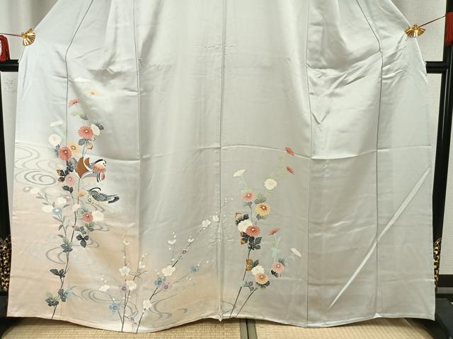 平和屋着物▽訪問着 単衣 花鳥文 正絹 逸品 AAAZ1453fy