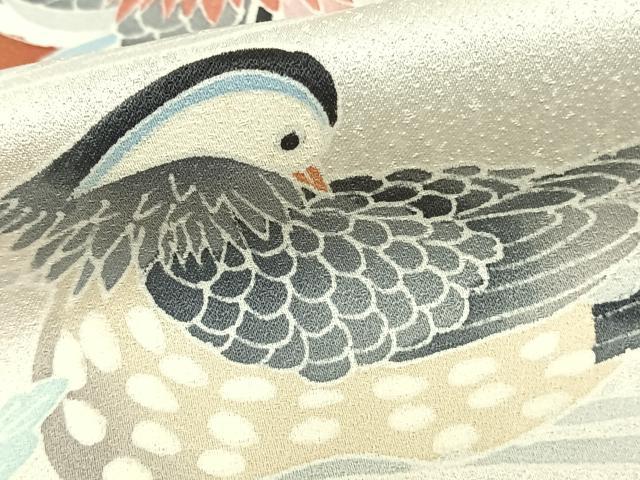 平和屋着物▽訪問着 単衣 花鳥文 正絹 逸品 AAAZ1453fy