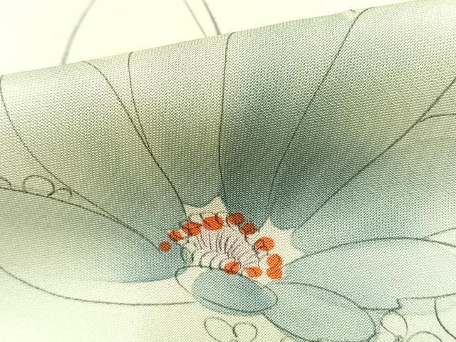平和屋着物▽上質な小紋 単衣 手描き 草花文 暈し染め 反端付き 正絹 逸品 AAAZ1454fy
