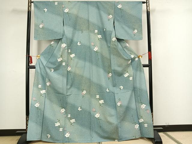 平和屋着物▽小紋 単衣 草花文 洗える着物 AAAZ1457fy