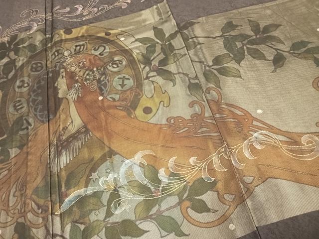 平和屋着物▽訪問着 単衣 人物花文 金彩 正絹 逸品 AAAZ1470fy