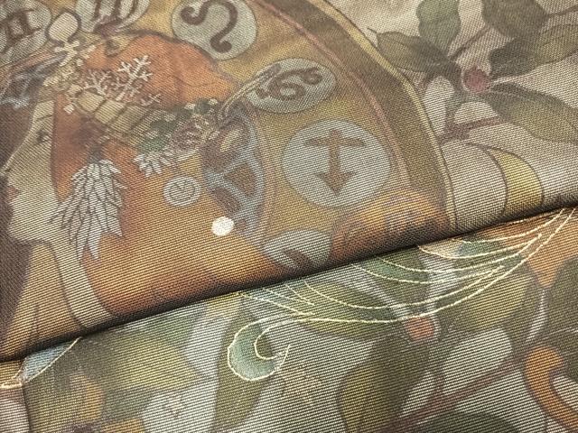 平和屋着物▽訪問着 単衣 人物花文 金彩 正絹 逸品 AAAZ1470fy