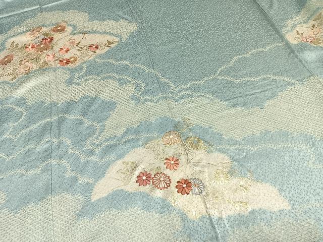 平和屋着物▽創業460年・千總 訪問着 単衣 絞り 刺繍 草花文 金彩 正絹 逸品 未使用 AAAZ1472fy
