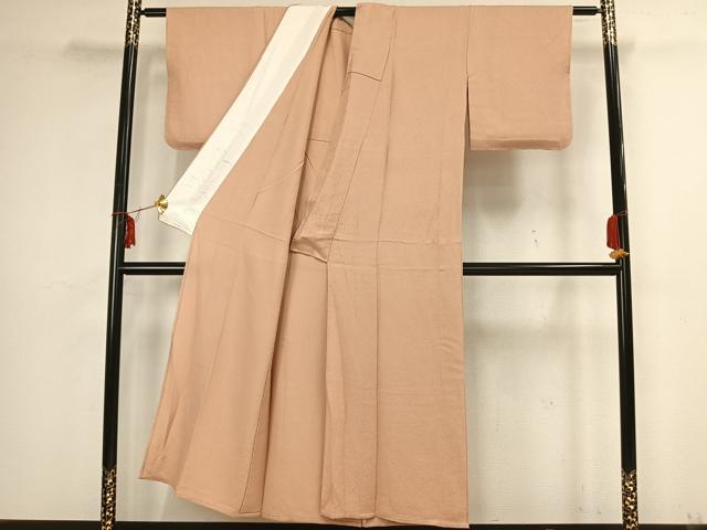 平和屋着物▽上質な色無地 単衣 洗柿色 正絹 逸品 AAAZ1476fy