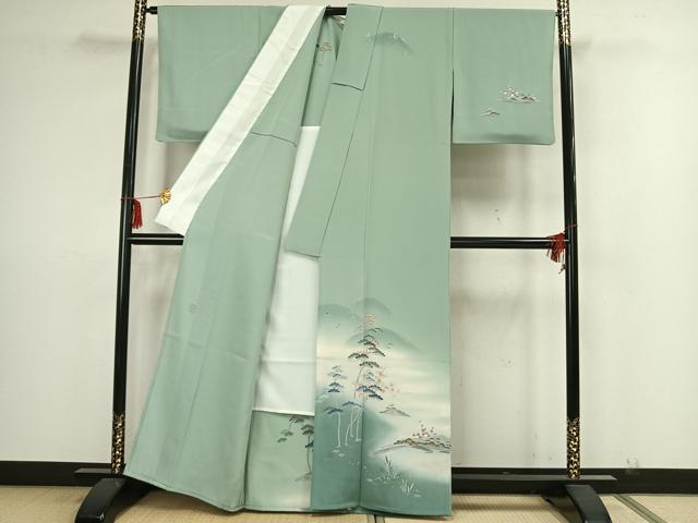 平和屋着物▽訪問着 単衣 作家物 風景文 暈し染め 正絹 逸品 AAAZ1480fy