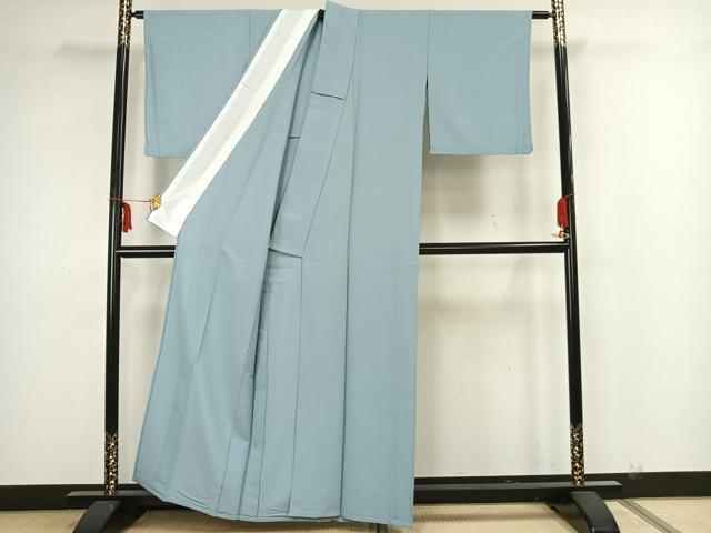平和屋着物▽色無地 単衣 水色 洗える着物 AAAZ1496fy