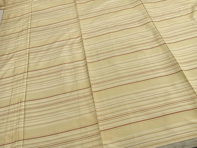 平和屋着物▽本場縞大島紬 単衣 横段文 正絹 逸品 AAAZ1502fy