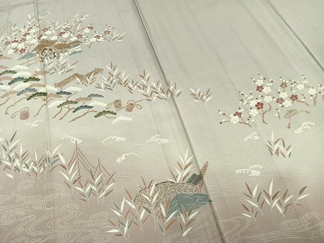 平和屋着物▽訪問着 単衣 風景文 正絹 逸品 AAAZ1505fy