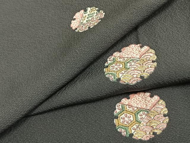 平和屋着物▽上質な小紋 単衣 雪輪文 正絹 逸品 AAAZ1508fy
