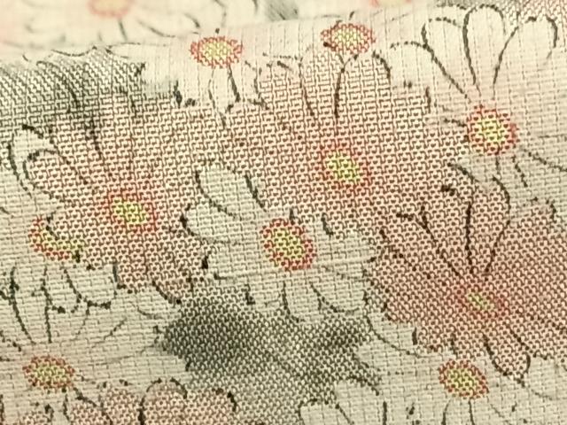 平和屋着物▽上質な紬 単衣 草花文 正絹 逸品 AAAZ1517fy
