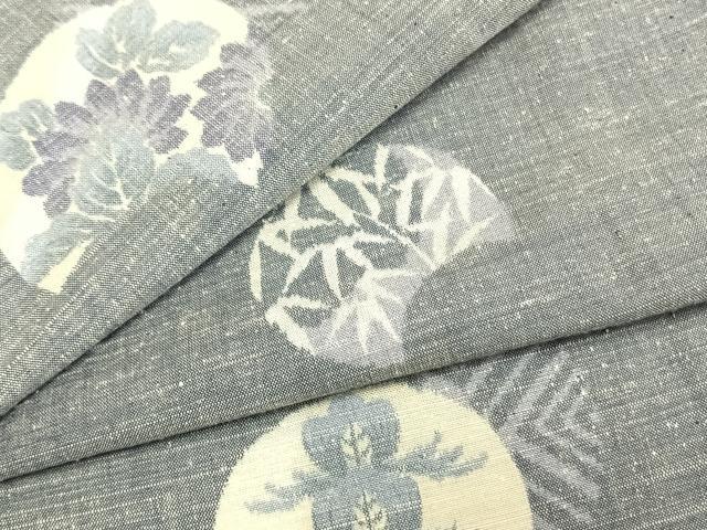 平和屋着物▽上質な紬 単衣 地紙花文 正絹 逸品 AAAZ1518fy