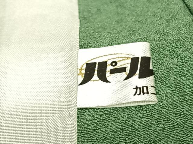 平和屋着物▽上質な色無地 単衣 若緑色 丹後ちりめん 反端付き 正絹 逸品 AAAZ1520fy