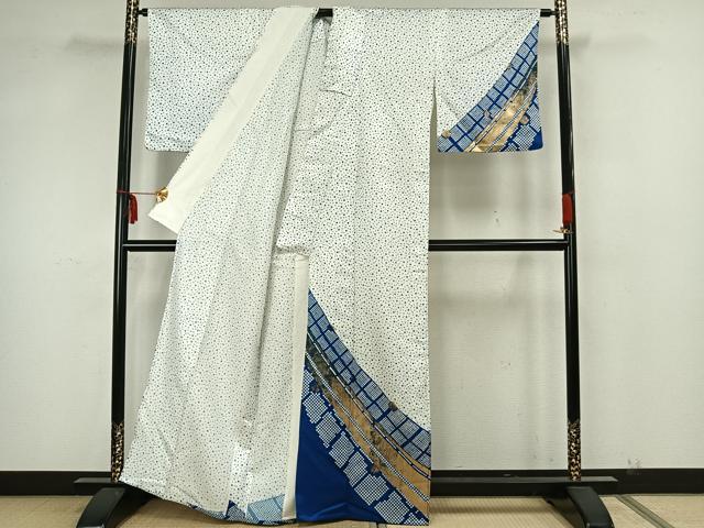 平和屋着物▽訪問着 単衣 舞花文 金彩 洗える着物 AAAZ1531fy