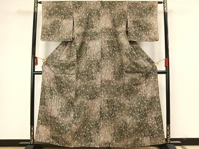 平和屋着物▽小紋 単衣 草花文 洗える着物 AAAZ1536fy