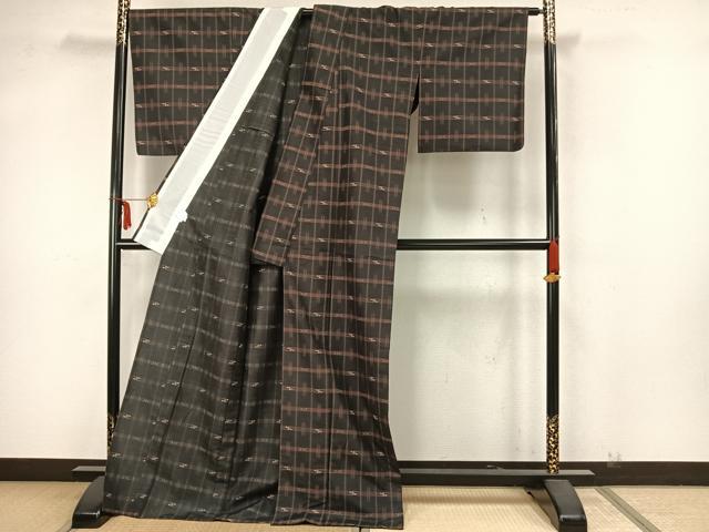 平和屋着物▽小紋 単衣 絣柄 ロング丈 洗える着物 AAAZ1541fy