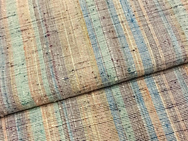 平和屋着物▽上質な紬 単衣 縞 正絹 逸品 AAAZ1552fy
