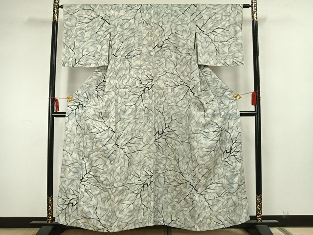 平和屋着物▽上質な小紋 単衣 幾何学文 正絹 逸品 AAAZ1555fy