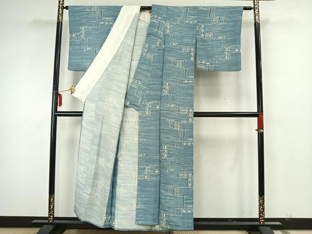 平和屋着物▽上質な小紋 単衣 幾何学文 正絹 逸品 AAAZ1556fy