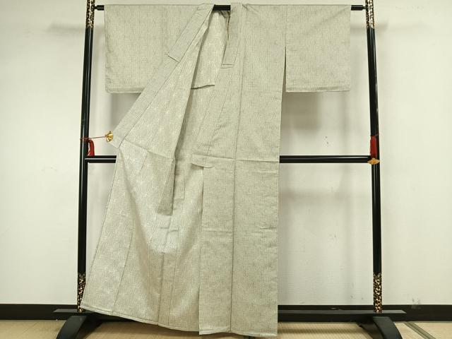 平和屋着物▽お召 単衣 幾何学文 正絹 逸品 AAAZ1561fy