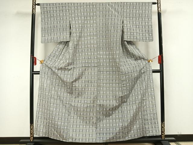 平和屋着物▽上質な紬 単衣 琉球絣文様 正絹 逸品 AAAZ1563fy