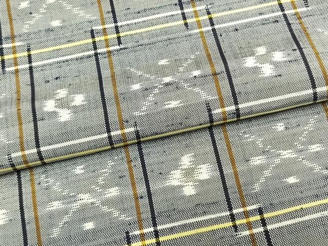 平和屋着物▽上質な紬 単衣 琉球絣文様 正絹 逸品 AAAZ1563fy